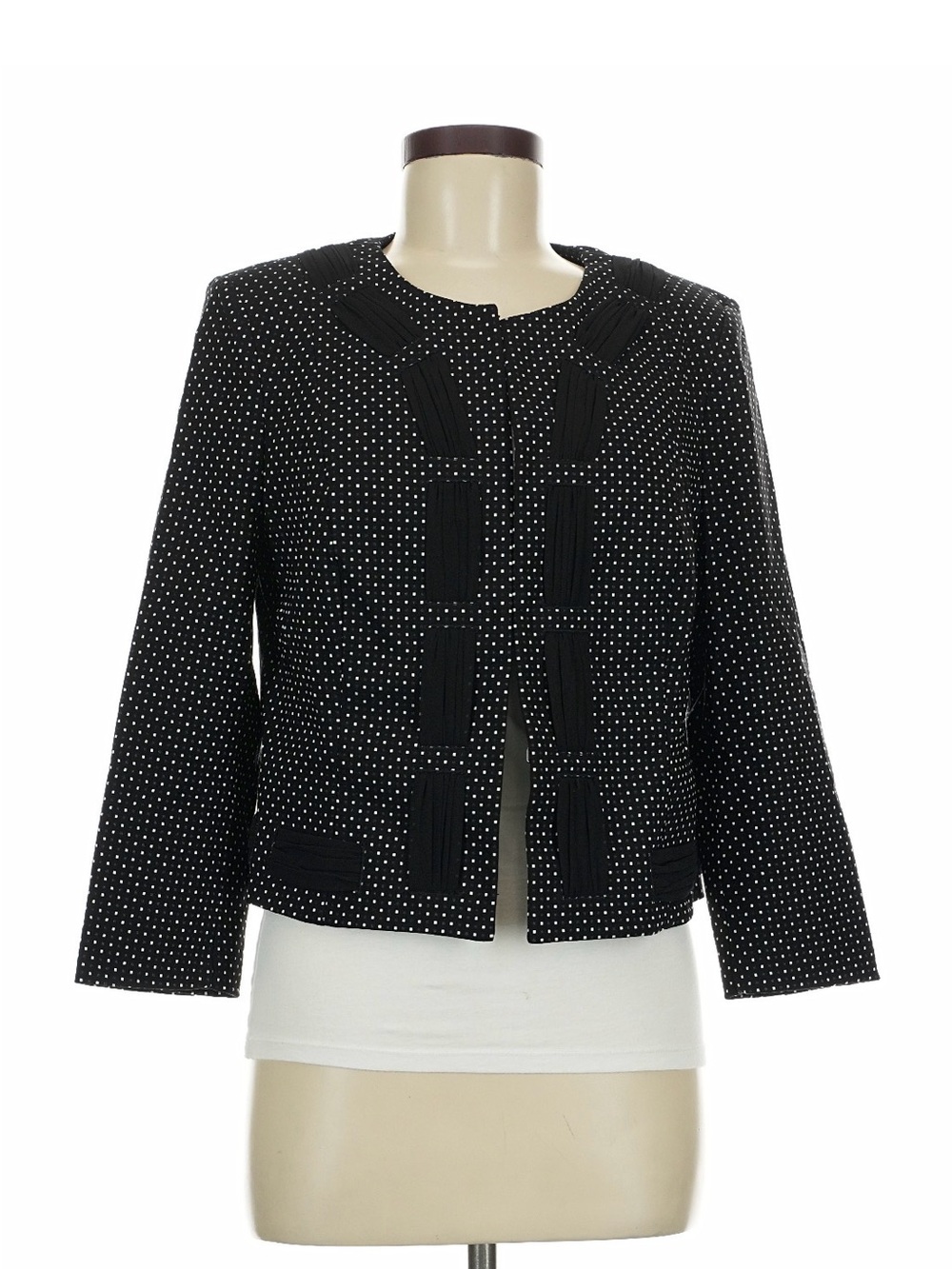 CAbi Black Polka Dot Cropped Blazer